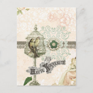 Frans geïnspireerde Shabby Chic Bird Cage Briefkaart