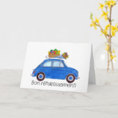 Frans Get goed Blauw Retro Fiat 500 Kaart (Gele Bloem)