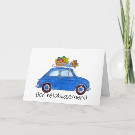 Frans Get goed Blauw Retro Fiat 500 Kaart (Voorkant)