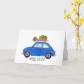 Frans Get well Blue Retro Fiat 500 Kaart (Gele Bloem)