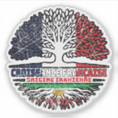 Frans geteeld, Iraanse wortels – Leeuw en Zon Sticker (Voorkant)