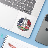 Frans geteeld, Iraanse wortels – Leeuw en Zon Sticker (Laptop met iPhone)