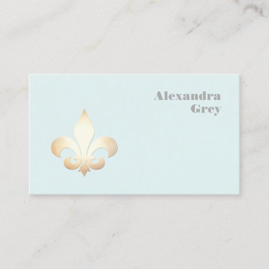 Frans Gold Leaf Fleur de Lis Light Blue Visitekaartje (Voorkant)
