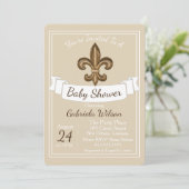 Frans Golden Fleur de Lis Neutral Baby shower Kaart (Staand voorkant)