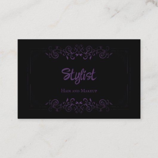 Frans Gothic Damask Stylist Paars Visitekaartje (Voorkant)