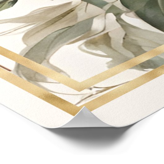 Frans Goud Bloemen Elegant Tea Vrijgezellenfeest Poster (Hoek)