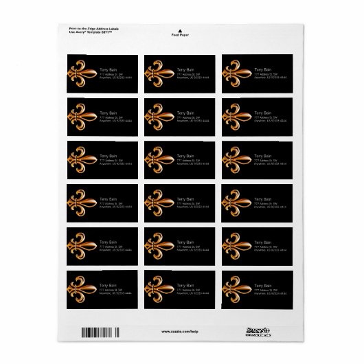 Frans Gouden Fleur de Lis Etiket (Full Sheet)
