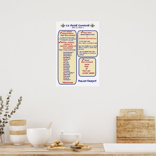 Frans Grammar Passe Compose Avoir ou Etre Poster (Keuken)