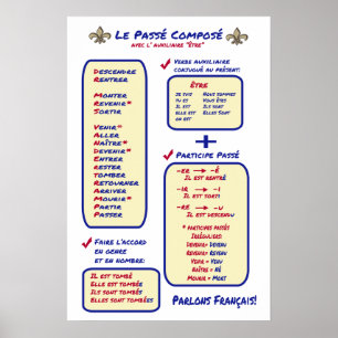 Frans Grammar Passe Compose Etre Poster