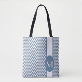 Frans Grijs Elegant Chevron Design met monogram Tote Bag (Voorkant)