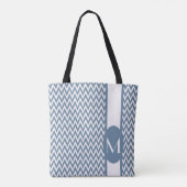 Frans Grijs Elegant Chevron Design met monogram Tote Bag (Achterkant)