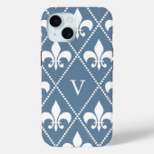 Frans Grijs Fleur de Lis w / monogram Case-Mate iPhone Case (Achterkant)