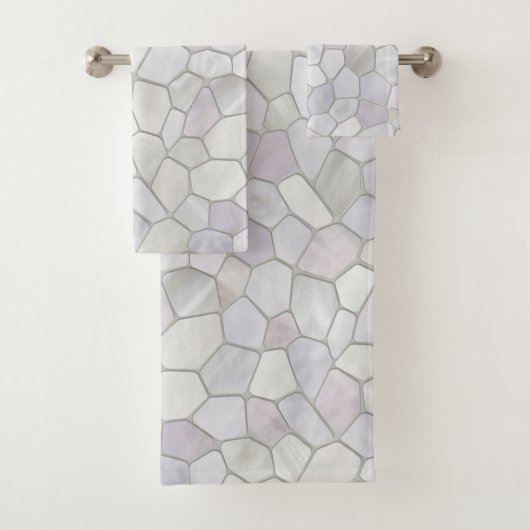 Frans grijs platina mozaïek bad handdoek (Insitu)