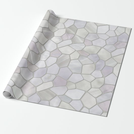Frans grijs platina mozaïek cadeaupapier (Uitgerold)
