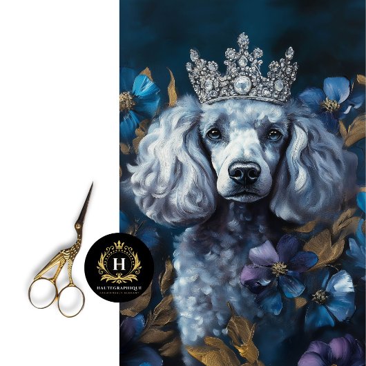 Frans grijs poedel portret decoupage tissuepapier