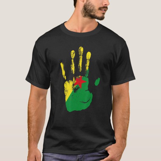 Frans Guyana Vlag Hand Mannen Vrouwen Kinder T-shirt (Voorkant)