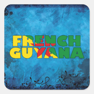 Frans-Guyanese naam en vlag op koele muur Vierkante Sticker