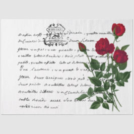 Frans handschrift en ontwerp Rode Roos Serie 14 Tissuepapier