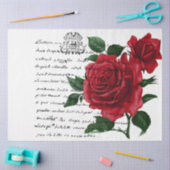 Frans handschrift en ontwerp Rode Rozen Serie 13 Tissuepapier (Craft)
