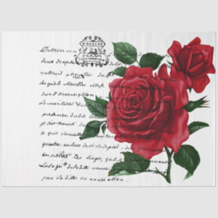 Frans handschrift en ontwerp Rode Rozen Serie 13 Tissuepapier
