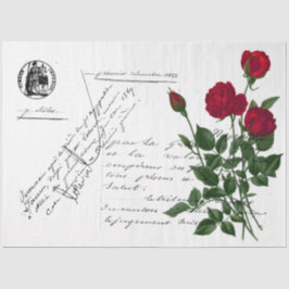 Frans handschrift en ontwerp Rode Rozen Serie 15 Tissuepapier