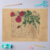 Frans handschrift en ontwerp Rode Rozen Serie 1 Tissuepapier (Craft)