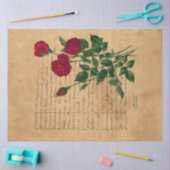 Frans handschrift en ontwerp Rode Rozen Serie 3 Tissuepapier (Craft)