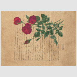 Frans handschrift en ontwerp Rode Rozen Serie 3 Tissuepapier