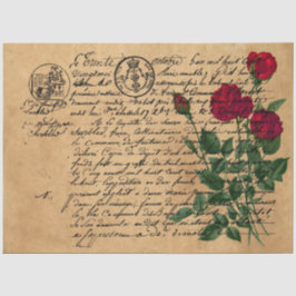 Frans handschrift en ontwerp Rode Rozen Serie 4 Tissuepapier