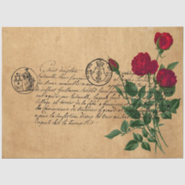Frans handschrift en ontwerp Rode Rozen Serie 5 Tissuepapier