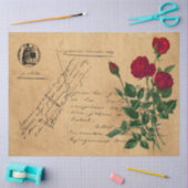 Frans handschrift en ontwerp Rode Rozen Serie 6 Tissuepapier (Craft)