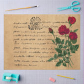 Frans handschrift en ontwerp Rode Rozen Serie 7 Tissuepapier (Craft)