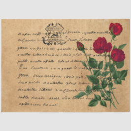 Frans handschrift en ontwerp Rode Rozen Serie 7 Tissuepapier