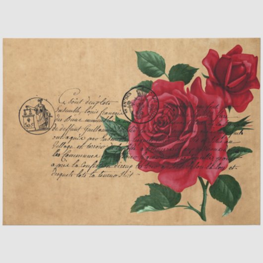 Frans handschrift en ontwerp van de Red Rose-serie Tissuepapier (Voorkant)