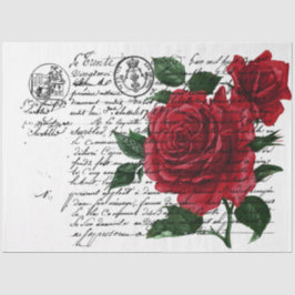 Frans handschrift en ontwerp van de Rode Roos Seri Tissuepapier