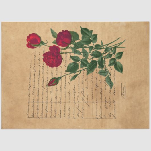 Frans Handschrift en Red Rose Series Design 3 Tissuepapier (Voorkant)