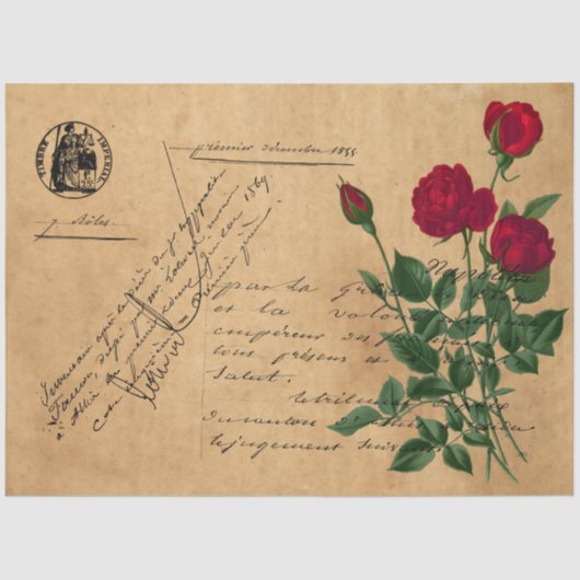 Frans Handschrift en Red Rose Series Design 6 Tissuepapier (Voorkant)