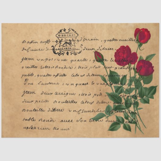 Frans Handschrift en Red Rose Series Design 7 Tissuepapier (Voorkant)