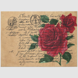 Frans handschrift en rozen serie ontwerp 9 tissuepapier