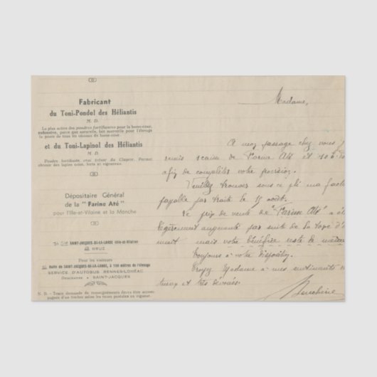 Frans handschrift Tissuepapier (Voorkant)