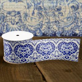  Frans Hart - Blauw en Wit Antiek Satijnen Lint