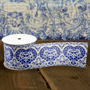 Frans Hart - Blauw en Wit Antiek Satijnen Lint