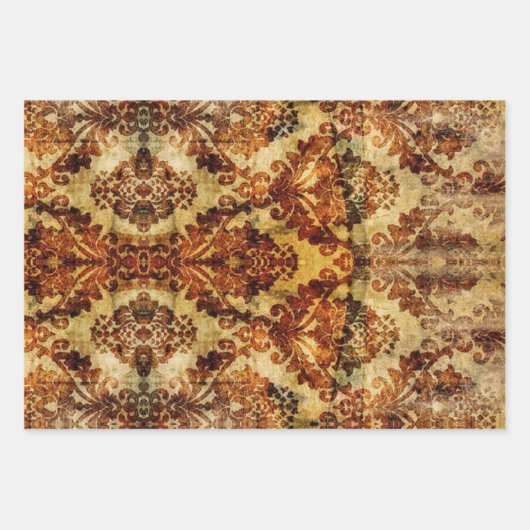  Frans Herfst Bruin Damask Dank u Inpakpapier Vel (Voorkant)