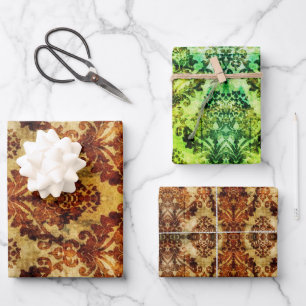  Frans Herfst Bruin Damask Dank u Inpakpapier Vel