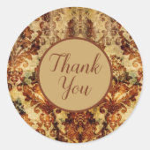  Frans Herfst Bruin Damask Dank u Ronde Sticker (Voorkant)