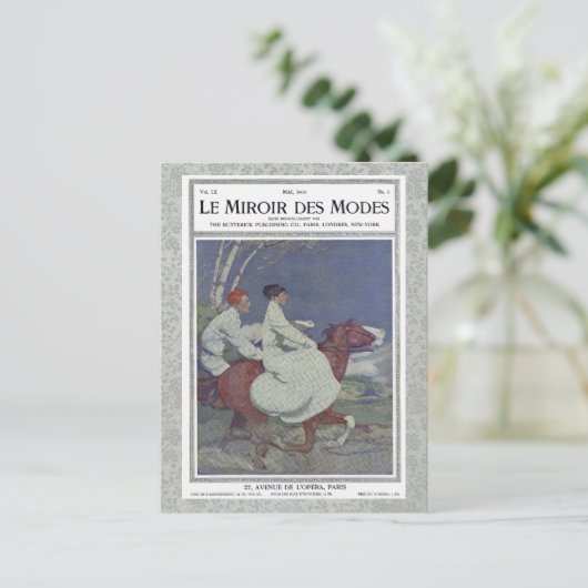  Frans Hoesje van het Tijdschrift met paardenrenne Briefkaart (Staand voorkant)