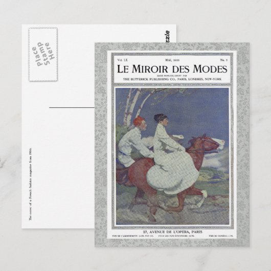  Frans Hoesje van het Tijdschrift met paardenrenne Briefkaart (Voorkant / Achterkant)