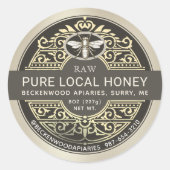  Frans honinglabel met Heraldic Bee Brown Ronde Sticker (Voorkant)