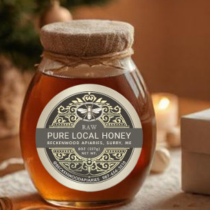  Frans honinglabel met Heraldic Bee Brown Ronde Sticker