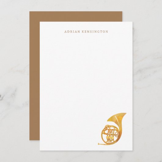 Frans hoorn briefpapier - Instrument Note Cards Notitiekaartje (Voorkant / Achterkant)